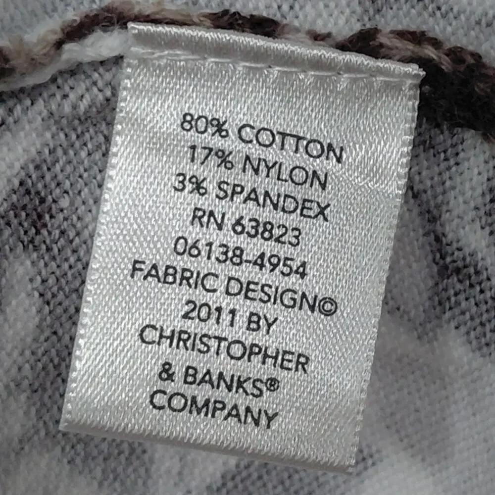 Christopher & Banks Floral Leaf Print 3/4 Cardigan Sweater Women Size S